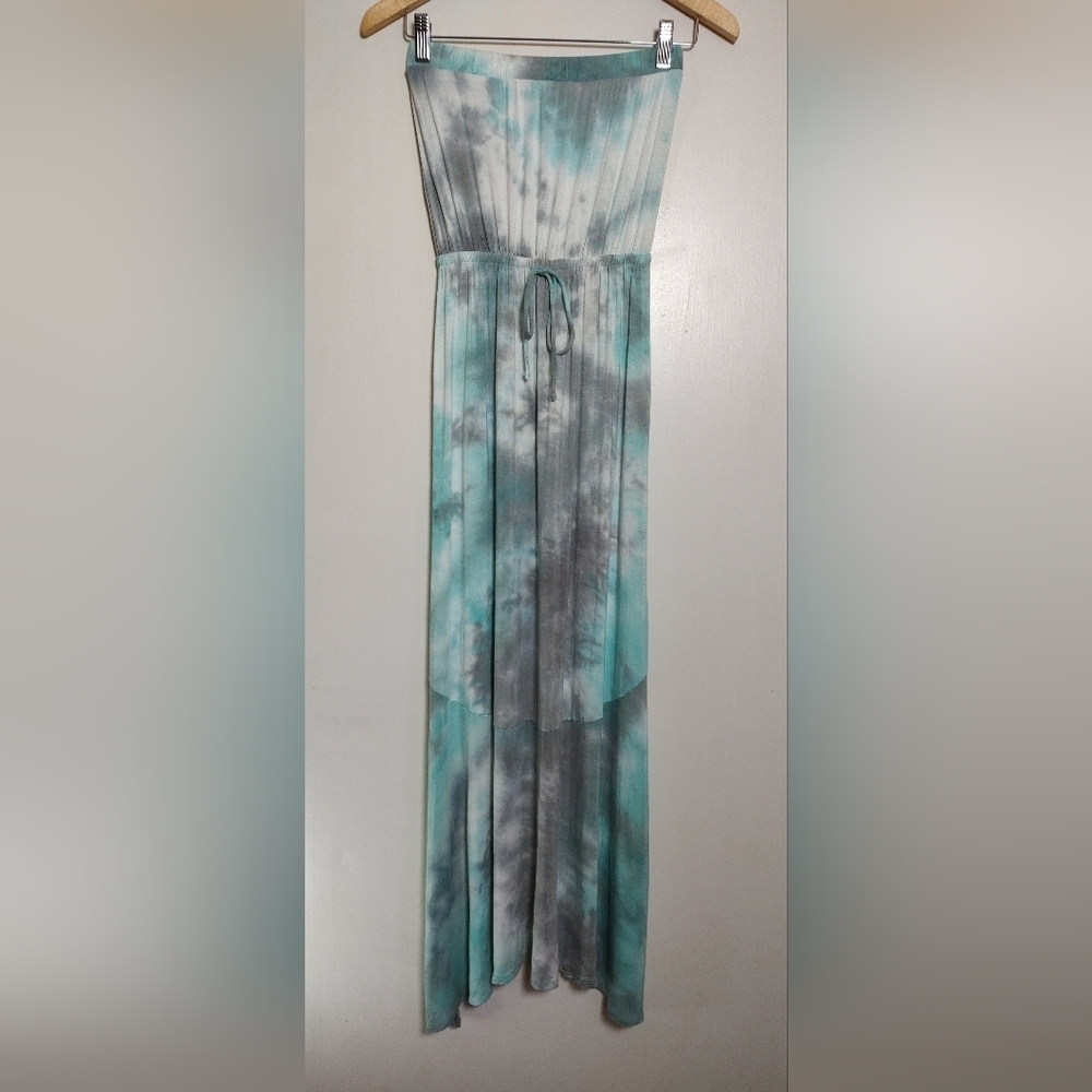 Rolla Coster Tie-Dye Strapless Maxi Dress in Blue and Gray